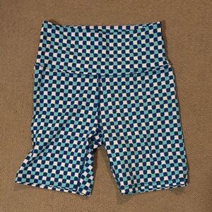 SOLID & STRIPED Blue and White Checkered Bike Shorts
